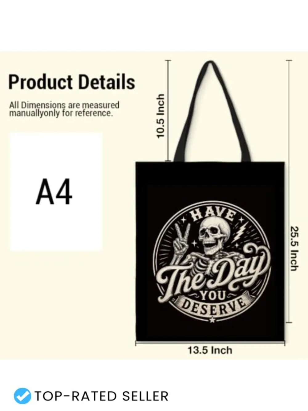 Halloween Canvas Tote Bag Reusable Grocery Shopping Work Travel
